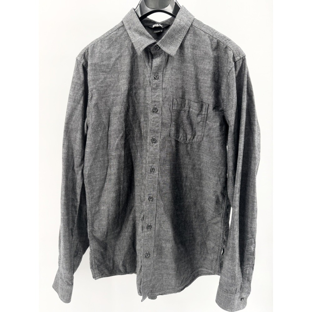 Eddie Bauer Mens TL Solid Grey Flannel Preppy Button Shirt